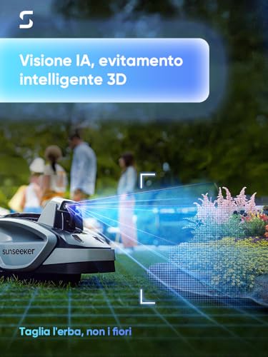 Sunseeker V3 Robot cortacésped inalámbrico 600㎡, Robot cortacésped con función de Corte de un Solo Clic, Robot cortacésped Visual basado en IA con prevención de obstáculos Inteligente, Pendiente del