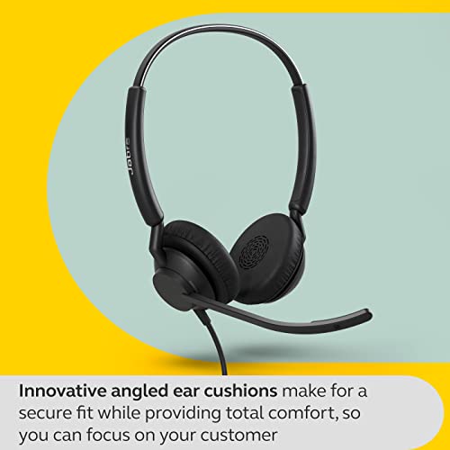 Jabra Engage 40 Auriculares Estéreo con cable, Inline Call Control, 2 micrófonos, cancelación de ruido, ultraligero, cable USB-A, Certificado para MS Teams, funciona con todas las plataformas, Negro