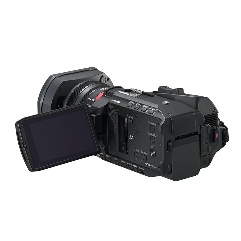 Panasonic HC-X1200E 4K 60p Videocámara Estilo De Mano con Lente Gran Angular de 25 mm, Zoom Óptico de 24x, OIS Híbrido de 5 Ejes, USB PD, Negra