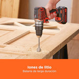 BLACK+DECKER Taladro percutor inalámbrico de 18V con 2 baterías de 2,5Ah, velocidad variable, 2 engranajes, 52Nm de par, POWERCONNECT, BL188E2K-QW