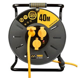 Masterplug Pro-XT Enrollacable 40m, Alargador Enchufe IP55, Extensión Eléctrica 3 Tomas Schuko, Alargo Enchufe Profesional 3x2,5mm2