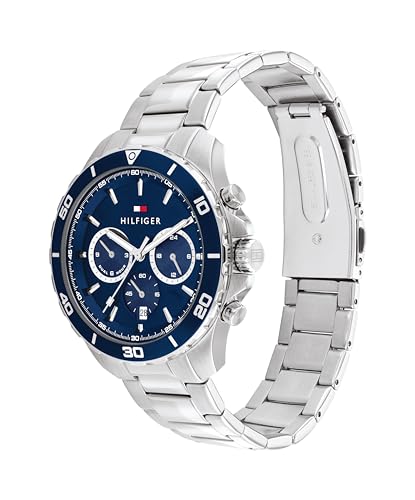 Tommy Hilfiger Reloj Analógico de Cuarzo multifunción para Hombre con Correa en Acero Inoxidable