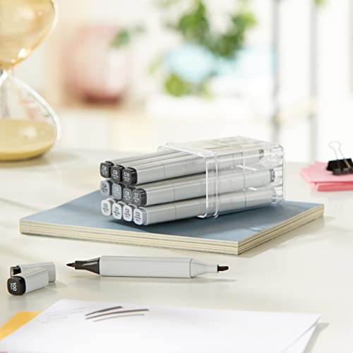 Copic Marker Set - Paquete de 12 rotuladores permanentes (tinta negro), blanco