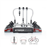 Atera 022701 Portabicicletas de Coche Strada EVO 3, portabicicletas de Remolque con Luces traseras, para 3 Bicicletas o e-Bikes