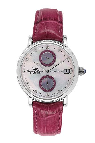 Yonger & Bresson - Reloj automático para Mujer, Correa de Cuero Color Rosa