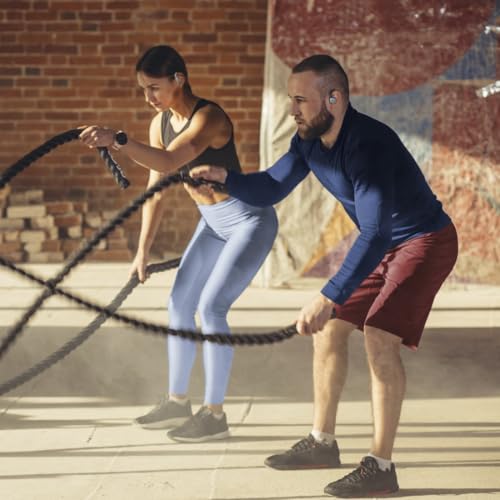 Hama | Auriculares Inalámbricos Bluetooth Deportivos (Auriculares Deportivos con hasta 7h de Música, IPX5, Micrófono Integrado) Blanco y Amarillo