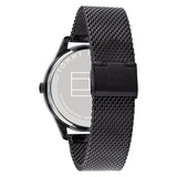Tommy Hilfiger Reloj Multifunción de Cuarzo para Hombre de 44 mm - Esfera Negra con Motivo Clou de Paris, Pulsera de Malla de Acero Inoxidable Negra, Resistente al Agua 5ATM - 1791420