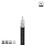Edision OCX-100 Cable Coaxial 100m, Cable Antena TV Exterior/Interior PE Negro, Cobre CU/AL, 17PAtC, CPR Fca, Clase A, Cable Satélite, para DVB-S2, DVB-T/T2, DVB-C, RADIO, Bobina Plástico 100m