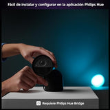 Philips Hue Secure Cámara de Video Vigilancia Inteligente con Base, para Exteriores o Interiores, Versión con Cable, Full HD Video, Control de Seguridad e Iluminación en Una Sola App, Negro