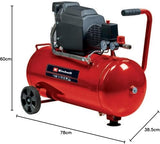 Einhell Compresor TC-AC 190/50/8 (1500 W, máx. 8 bar, lubricación por aceite, depósito de 50 l, válvula de retención / seguridad, tornillo de drenaje para el mantenimiento, pie engomado)