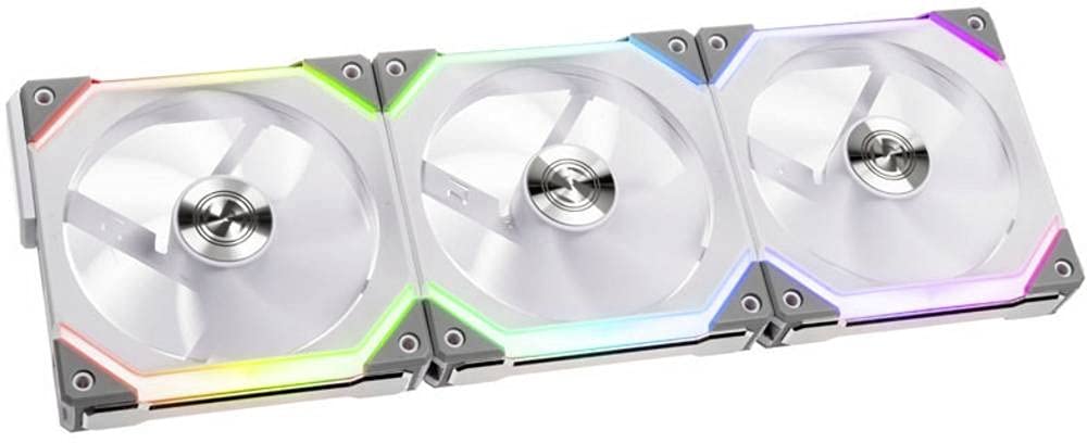 Kosiy Lian Li UNI SL120 - Ventilador SL120, 3 unidades, color blanco, con controlador (ARGB 120 mm LED PWM cadena margarita) 12UF3W