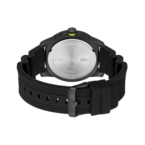 Lacoste Reloj Analógico de Cuarzo para Hombre Colección Regatta con Correa de Silicona Negra - 2011203