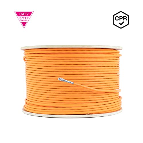 Monkey Ladder Bobina Cable de Red CAT.7 LSZH SFTP PIMF AWG23, Cumple con normativa CPR (UE 305/2011) Clase DCA, Color Naranja, 305 m