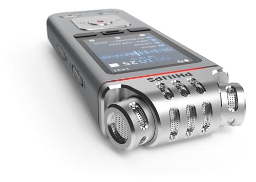 Philips VoiceTracer DVT4115 - Grabadora de Voz (8 GB, MP3 y PCM, 3 micrófonos de Alta fidelidad, reconocimiento de Voz, creación de resúmenes, Registros de sesiones y to-Dos)