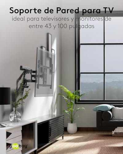 goobay 49746 Soporte de Pared para TV Pro FULLMOTION (XL) 43 a 100 Pulgadas (109-254 cm) Totalmente móvil, Giratorio/inclinable, 60 kg, estándar Vesa, Negro
