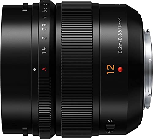 Panasonic LEICA DG SUMMILUX H-X012 - Objetivo Focal fija para cámaras de montura M4/3 (Focal 12 mm, F1.4, tamaño filtro 62 mm, lentes asféricas), negro