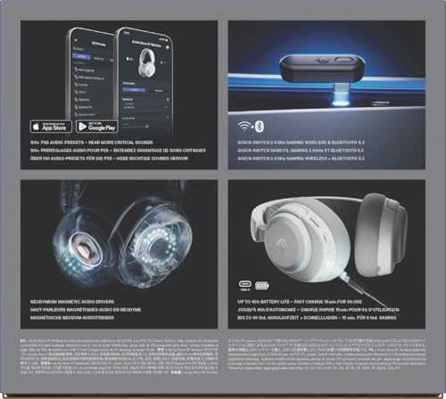 SteelSeries Arctis Nova 3P Wireless Auriculares Gaming multiplataforma - App - Batería 40h - Controladores magnéticos de neodimio - 2,4 GHz/Bluetooth - Micro extraíble - PS5, PS4, PC, Switch -Blanco