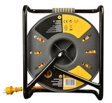 Masterplug Pro-XT Enrollacable 40m, Alargador Enchufe IP55, Extensión Eléctrica 3 Tomas Schuko, Alargo Enchufe Profesional 3x2,5mm2