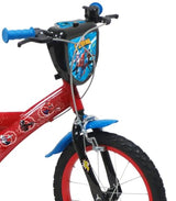 A.T.L.A.S. Bicicleta Infantil de 16 Pulgadas, Marvel Equipada con 2 Frenos, Placa Frontal Decorativa, Botella Trasera y Casco Spiderman Incluido ELO niño, Niños, Rojo idéntico a Las Fotos, 16''