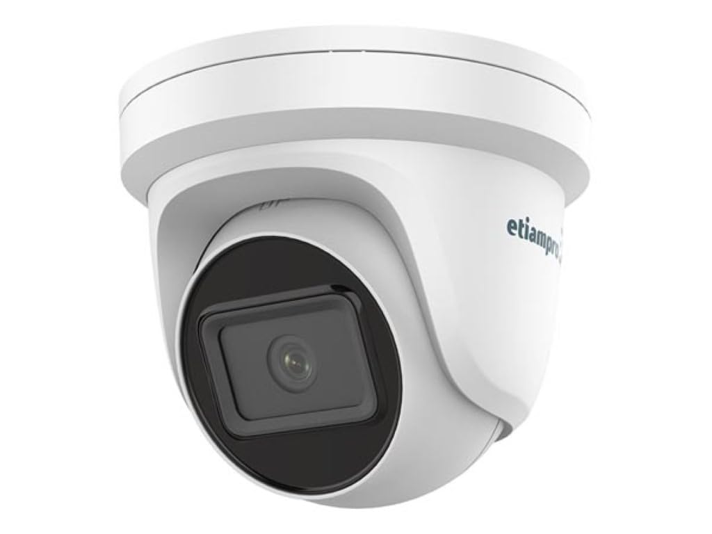 EtiamPro Cámara IP Domo de Red, cámara de vigilancia, 4 MP, Leds IR, visión Nocturna 30 m, Lente varifocal, tecnología WDR, función PoE, App Guarding Vision, para Interiores y Exteriores, Blanca