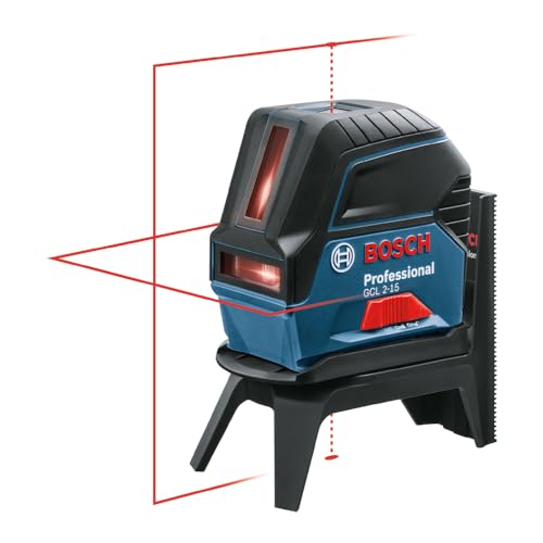 Bosch Professional Nivel láser GCL 2-15 (láser rojo, interior, con puntos de plomada, alcance: 15 m, 3 pilas AA, soporte giratorio RM 1, placa reflectora láser, estuche de protección, maletín)