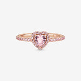 Pandora Timeless Anillo con diseño de corazón chapado en oro rosa de 14 quilates con cristal rosa orquídea y elegante circonita cúbica rosa fantasía, talla 56