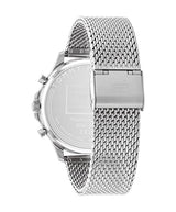 Tommy Hilfiger Reloj Analógico de Cuarzo Multifunción para Hombre con Correa de Malla de Acero Inoxidable Plateada - 1710499