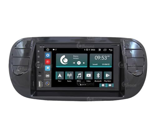 Radio de Coche para Fiat 500 Negro Brillante GPS Bluetooth WiFi USB Dab+ Touchscreen 6.2" 8core Carplay AndroidAuto