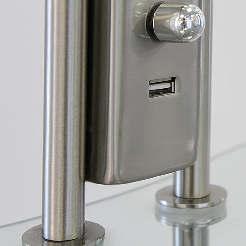 wonderlamp Lámpara de pie LED Olimpia (18W+5W). Brazo flexible para lectura. Luz regulable - repisa de cristal y cargador USB, W-A000136