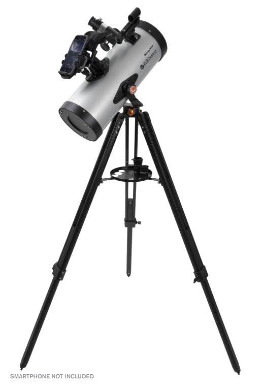 Celestron 22453 StarSense Explore LT127AZ Telescopio Reflector newtoniano con tecnología para Smartphone - con 2 oculares, 2 Lentes de Barlow, Acoplamiento para teléfono y trípode Ajustable, Plateado