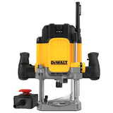 DEWALT DWE627KT-QS - Fresadora 2.300W, Recorrido de corte de 80 mm, Arranque suave y guía paralela, Incluye accesorios, adaptador de aspiración y caja T STAK VI