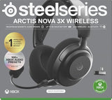 SteelSeries Arctis Nova 3X Wireless Auriculares Gaming multiplataforma - App - Batería 40h - Controladores magnéticos de neodimio - 2,4 GHz/Bluetooth - Micro extraíble - Xbox,PS, PC, Switch -Negro