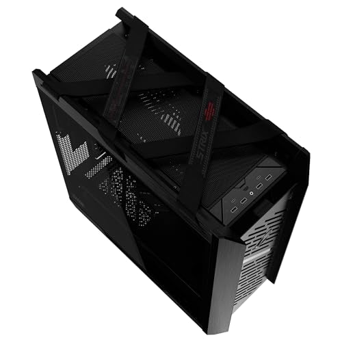 ASUS ROG Strix Helios II GX601S - Chassis EATX Gaming de Aluminio, diseño de Rejilla de Diamantes, 4 Ventiladores, gestión vertátil de Cables, Controlador ARGB, USB-C, Correas de Transporte - Negro