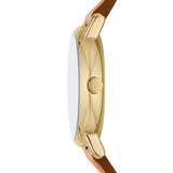 Skagen Signatur Lille Reloj para mujer, Movimiento de cuarzo a dos agujas en tono dorado con correa de acero o piel, 30 mm, Marrón Y Blanco