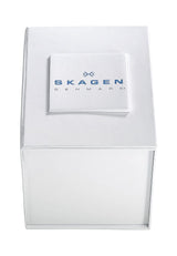 Skagen Reloj Sundby Titanium para Hombre, movimiento de cuarzo a tres agujas con Correa de Acero Inoxidable o piel, 37 mm, Gris Y Azul