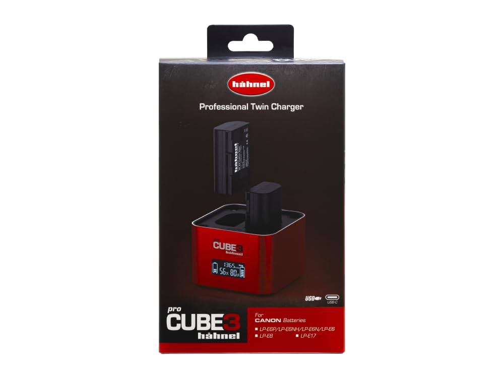 Hähnel - ProCube3 - para Canon - Cargador dúo DSLR - Carga más rápida - Entrada USB Tipo C