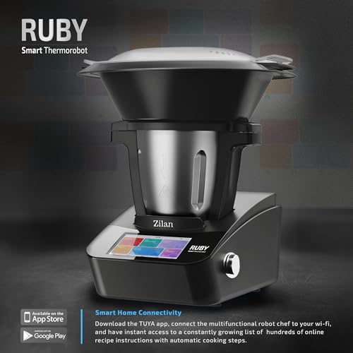 Zilan RUBY Thermorobot, Robot de Cocina Multifunción Wi-Fi, 18 Funciones, pantalla táctil TFT a color de 7", Báscula integradar, control mediante aplicación, 4,7 L,1700W