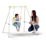 Smoby - Columpio Baby Swing para Bebés, para Interior y Exterior, Estructura de Metal Segura y Resistente, Asiento Verde y Azul, Adecuado a Partir de 6 Meses - 117x124 x118cm (7600830304)