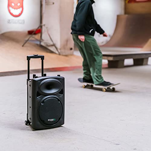 Ibiza - PORT10VHF-BT - Altavoz portátil 10"/500W MAX con 2 micrófonos (con cable y VHF), mando a distancia y cubierta protectora - Bluetooth, USB, SD - Duración de la batería de 5 a 7h - Speaker Box