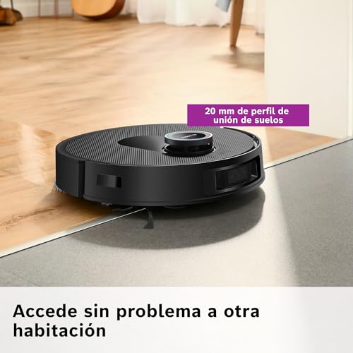 Bosch - Robot Spotless MAX CAM, BCRDW3BX, aspira y friega, Potencia 11.000 Pa, Almohadillas giratorias, estación Seca-húmeda, Visión Inteligente por luz estructurada, Cámara, Home Connect App, Negro