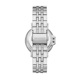 Skagen Reloj Signatur Sport Lille para mujer, movimiento de cuarzo a tres agujas con correa de acero inoxidable, 34 mm, Blanco Y Tono Plateado