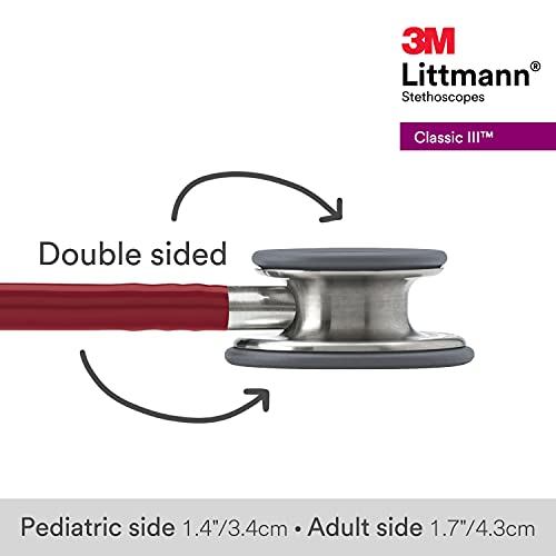 Littmann Classic III - Fonendoscopio, de acero inoxidable, 69 cm, color granate
