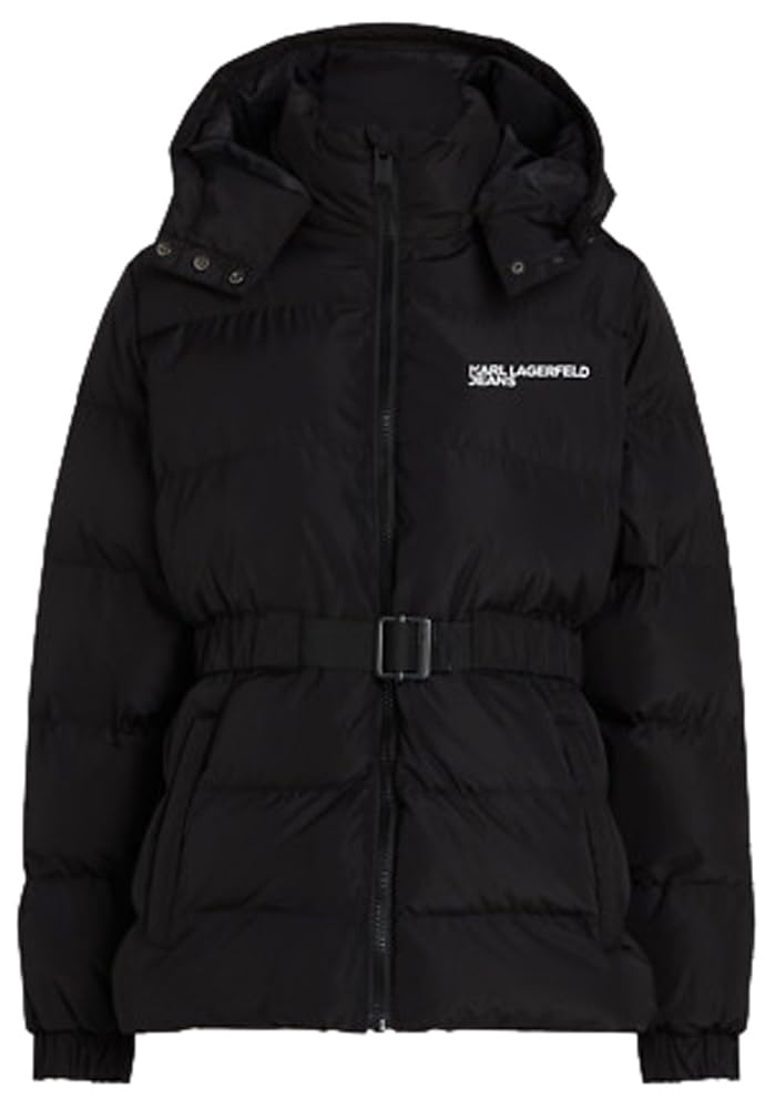 KARL LAGERFELD JEANS, Mujeres, Puffer con Cinturón, Corte Regular, Negro, S