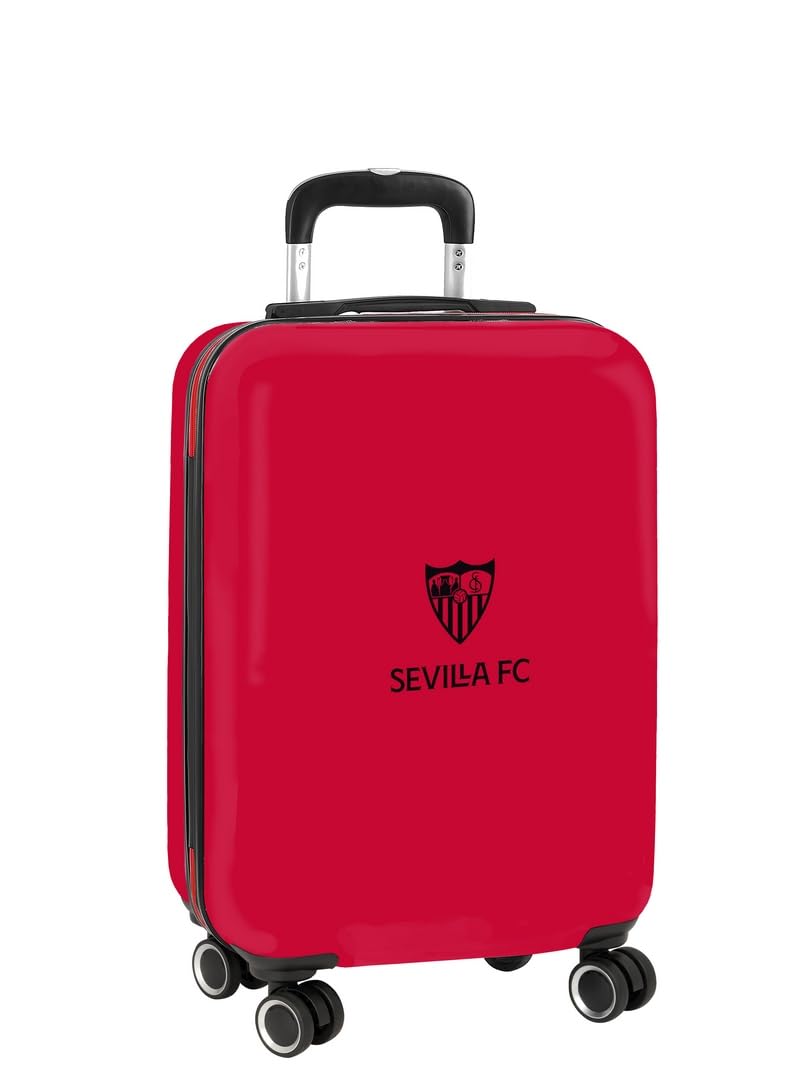 Sevilla FC - Trolley de Cabina 20 Pulgadas, Maleta con Ruedas, Candado de Seguridad, Maleta Ligera, 34.5x20x55 cm