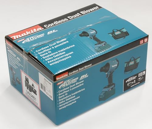 Makita AS001GA102 - Soplador de batería (40 V, máx. 2,0 Ah, 1 batería + Cargador en Bolsa de Transporte), Color Azul