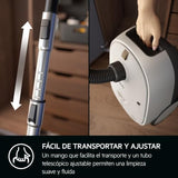 AEG AB61H6SW Aspiradora de Trineo con Bolsa, 850W de Potencia, 3,5L de Capacidad, Radio de acción 12m, Ruedas XL, Filtro Lavable, 3 cepillos + 3 Accesorios, 10 años garantía Motor, Blanco