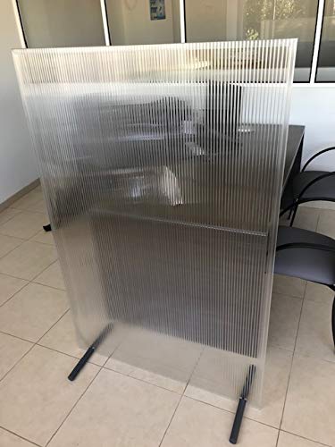 Láser y Plásticos Mamparas de protección separadoras (Pack x 2 uds.) - 100x150cm - Policarbonato celular translúcido - Puestos de trabajo, mesas de restaurante, peluquerías, gimnasios