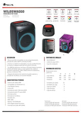 NGS Wild Swag Go - Altavoz Portátil, Compatible con la Tecnología Bluetooth 5.0, True Wireless Stereo, Luces y Pantalla LED, Entrada USB, Audio TF y Auxiliar, 24 x 23 x 30 cm, 80 W, Color Negro