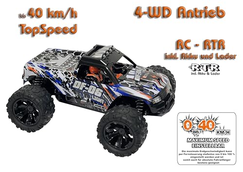 DF Models DF06 Light Truck RTR (Largo x Ancho x Alto 31 x 23,5 x 14 cm, Aprox. 1000 g, Escala 1:14, hasta 40 km/h rápido, a Partir de 14 años, Incluye batería y Cable de Carga USB, Coche teledirigido