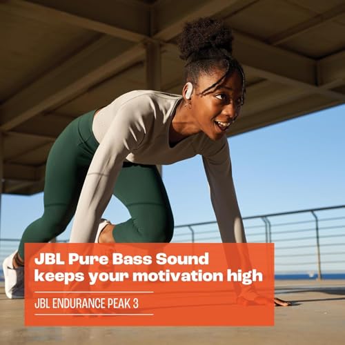 JBL Endurance Peak 3, auriculares activos inalámbricos con resistencia al agua IP68 y hasta 50 horas de duración de la batería, en blanco